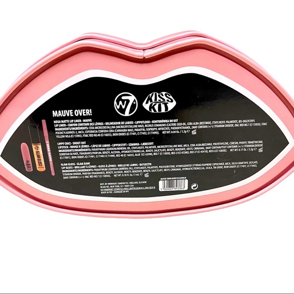 W7 Kiss Kit Pink Mauve Lip Gloss Lipstick & Lip Liner Set​ - Picture 3 of 7